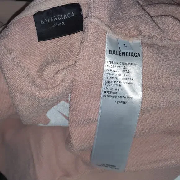 Balenciaga Oversized Pink Printed Cotton Jersey Hoodie Size L - Picture 4 of 5